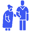 Illustration of a nurse assisting an elderly woman.