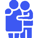 Icon of two people hugging, symbolizing care and support.